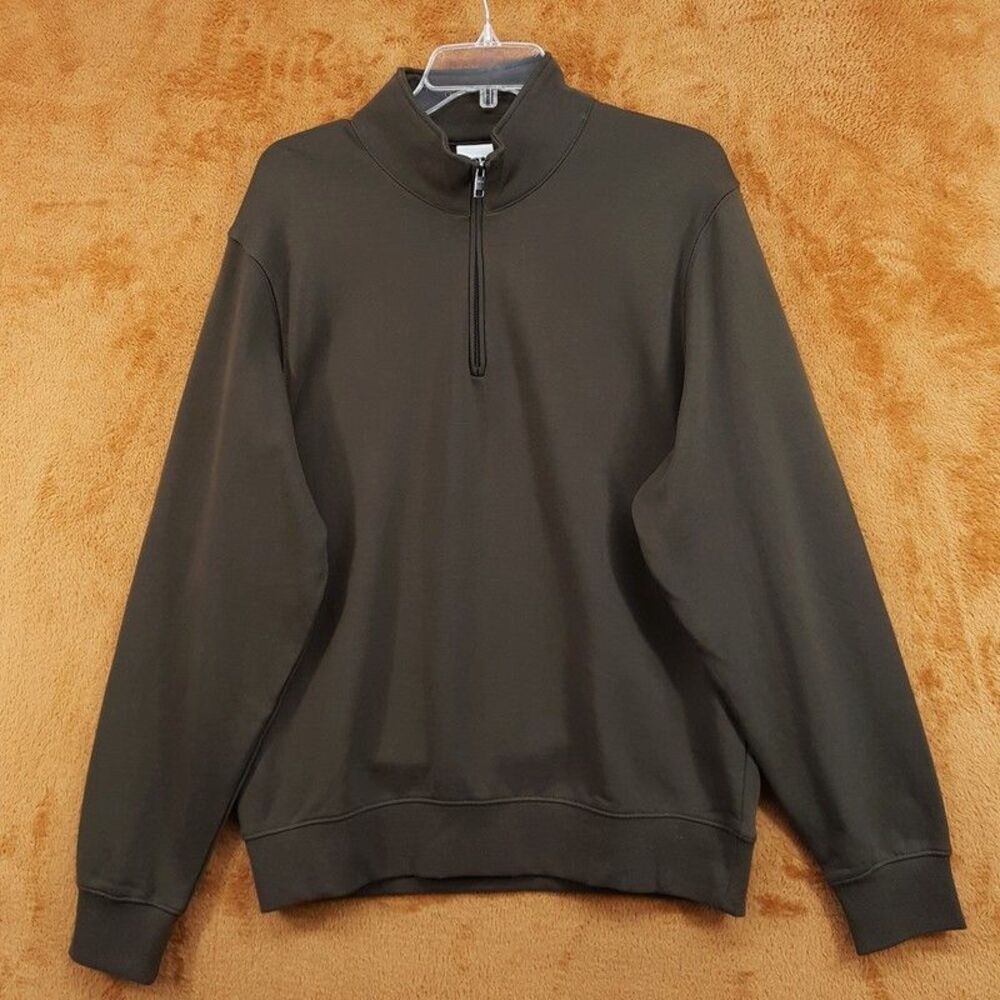 MANGO MNG Sweater Mens Medium Brown Quarter Zip 100% Cotton Sweatshirt